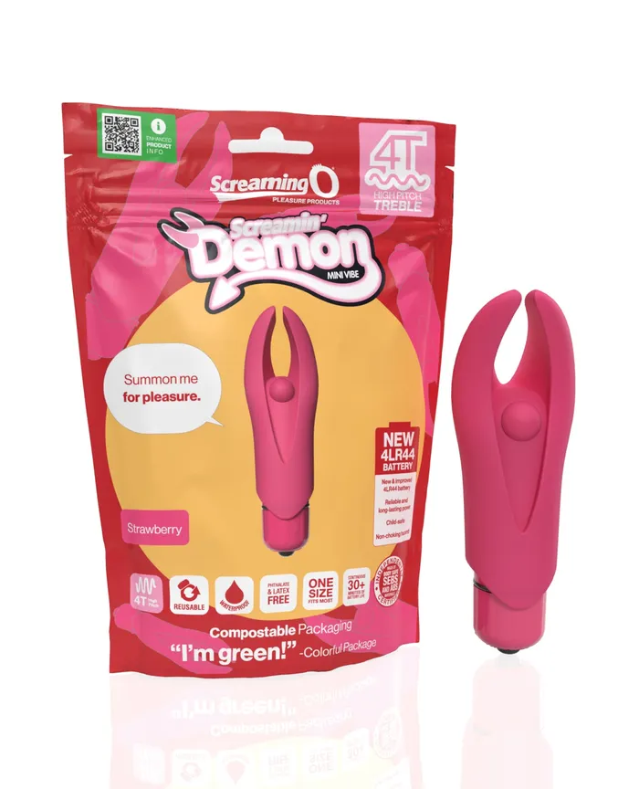 Female Sex Toys 4T Demon Silicone Mini Clitoral Stimulating Vibrator Strawberry Screaming O