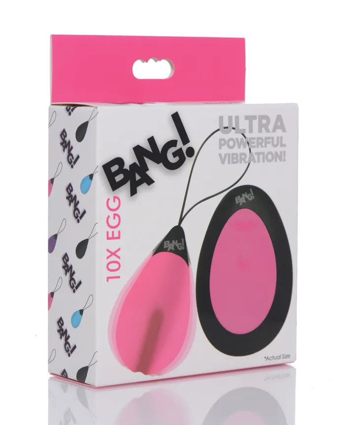 Female Sex Toys Bang 10X Rechargeable Silicone Vibrating Egg with Remote Control Pink Bang
