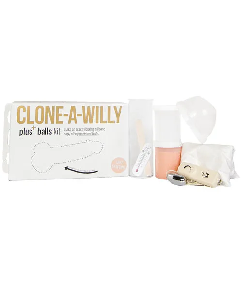 Female Sex Toys CloneAWilly Plus Balls Silicone Dildo Molding Kit with Bullet Vibrator and Remote Control Vanilla Clone A Willy