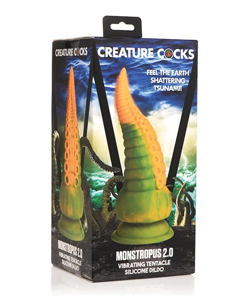 Female Sex Toys Creature Cocks Creature Cocks Monstropus 20 Vibrating Tentacle Rechargeable Silicone Dildo YellowGreen