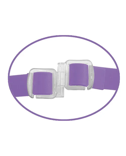 Female Sex Toys Fetish Fantasy Elite Vibrating Double Delight Strap On Silicone with Wired Remote Control 10in Purple Fetish Fantasy Elite