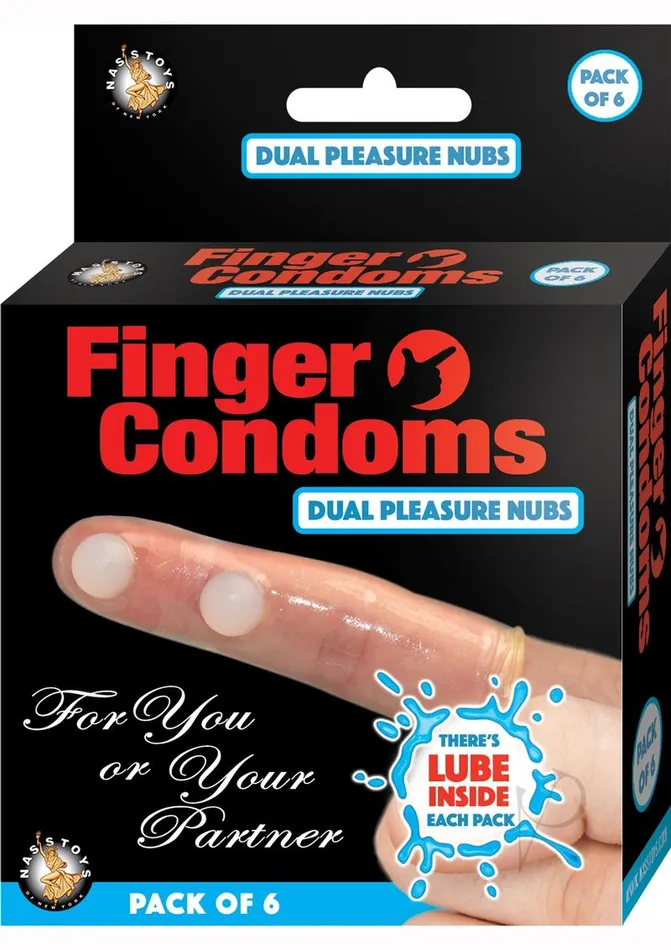Female Sex Toys Finger Condoms Dual Pleasure Nubs 6 Per Pack Nasstoys