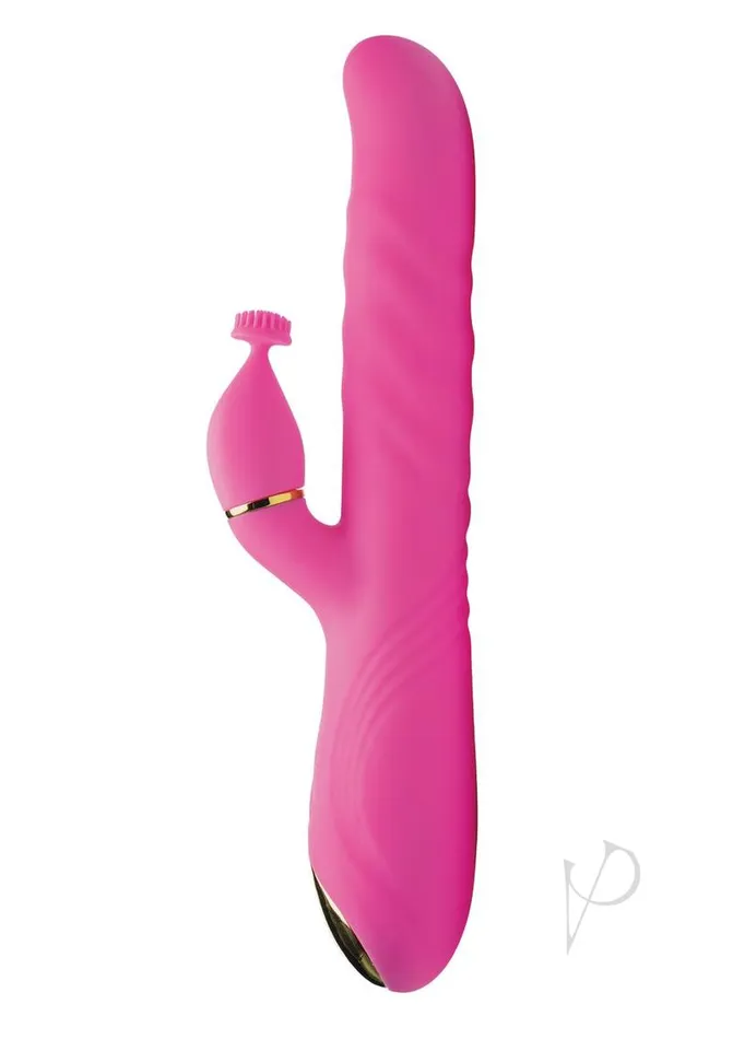 Female Sex Toys Inmi VersaThrust Rechargeable Silicone 10x Rabbit Vibrator with 3 Attachments Pink Inmi