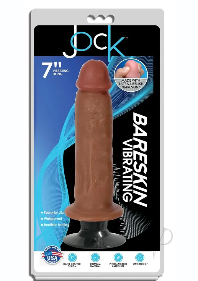 Female Sex Toys Jock Bareskin Realistic Vibrating Dong 7in Caramel Jock