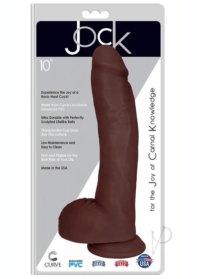 Female Sex Toys Jock Jock Realistic Dildo with Balls 10in Chocolate