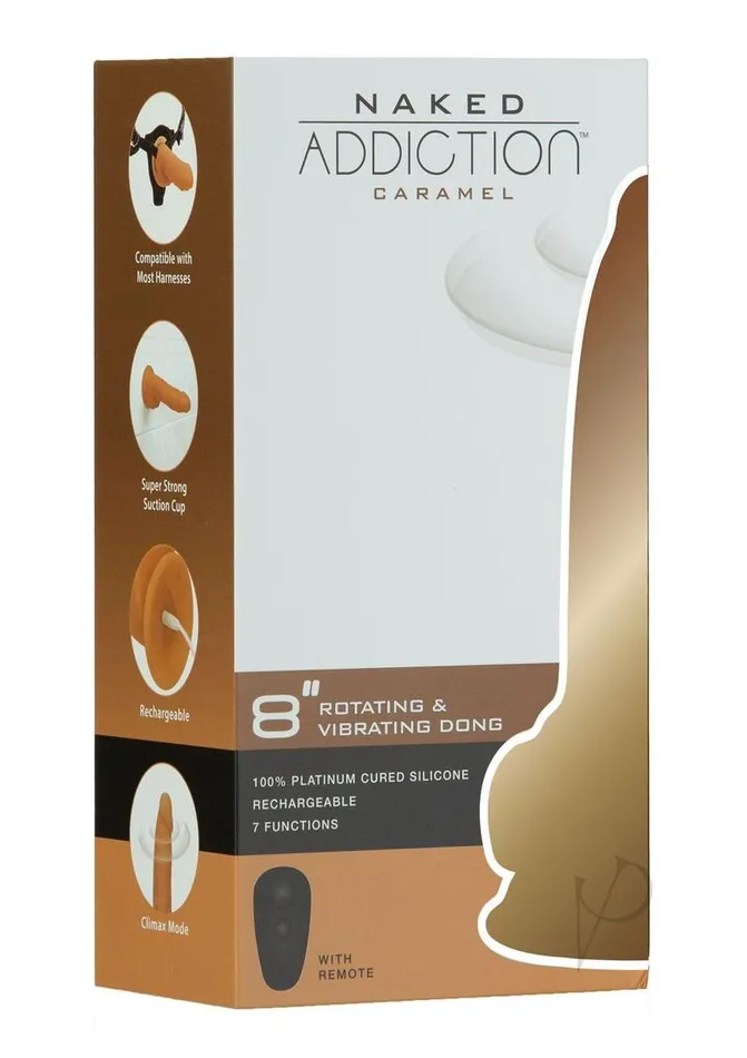 Female Sex Toys Naked Addiction Silicone Rechargeable Vibrating and Rotating Dildo with Remote Control 8in Caramel Naked Addiction Female Sex Toys Naked Addiction Silicone Rechargeable Vibrating and Rotating Dildo with Remote Control 8in Caramel Naked Addiction
