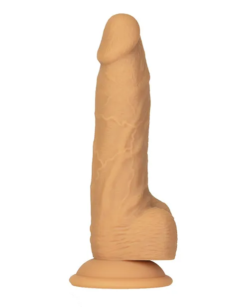 Female Sex Toys Naked Addiction Silicone Rechargeable Vibrating and Rotating Dildo with Remote Control 8in Caramel Naked Addiction