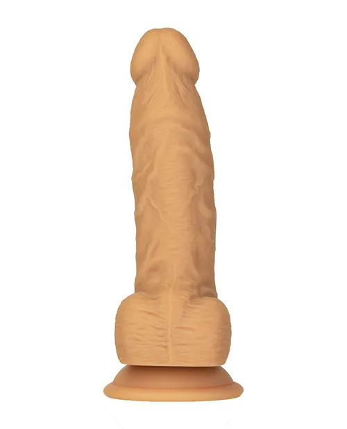 Female Sex Toys Naked Addiction Silicone Rechargeable Vibrating and Rotating Dildo with Remote Control 8in Caramel Naked Addiction