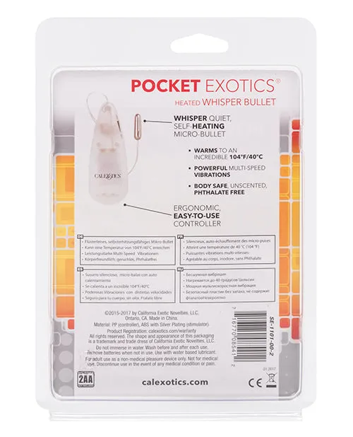 Female Sex Toys Pocket Exotics Pocket Exotics Warming Whisper Bullet with Wired Remote Control Silver