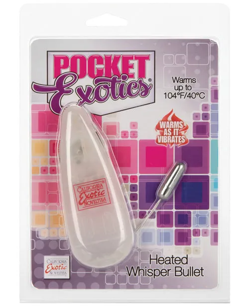 Female Sex Toys Pocket Exotics Pocket Exotics Warming Whisper Bullet with Wired Remote Control Silver