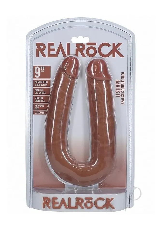 Female Sex Toys Real Rock RealRock Ultra Realistic Skin U Shaped Double Dildo 9in Caramel Female Sex Toys Real Rock RealRock Ultra Realistic Skin U Shaped Double Dildo 9in Caramel