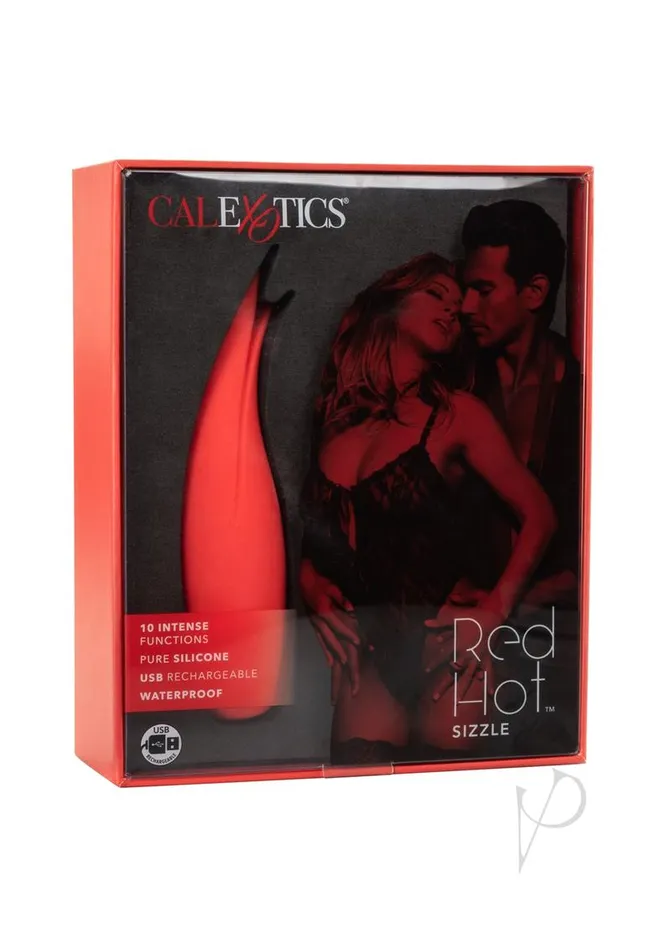 Female Sex Toys Red Hot Red Hot Sizzle Rechargeable Silicone Vibrator with Clitoral Stimulation Red