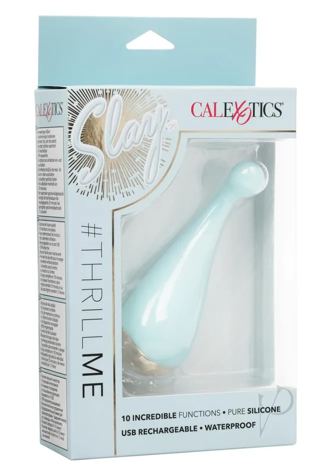 Female Sex Toys Slay Slay ThrillMe Rechargeable Silicone Curved Vibrator Blue