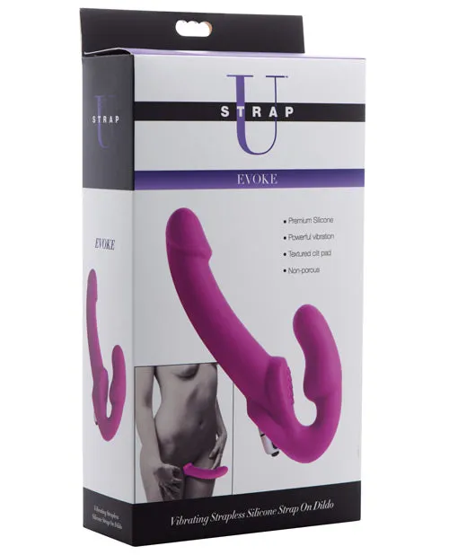 Female Sex Toys Strap U Strap U Evoke Vibrating Silicone Strapless Strap On Pink