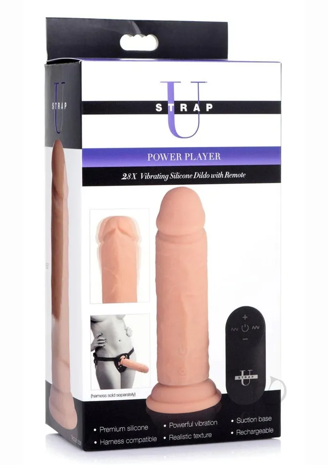 Female Sex Toys Strap U Strap U Power Player 28X Vibrating Rechargeable Silicone Dildo with Remote Control Vanilla Female Sex Toys Strap U Strap U Power Player 28X Vibrating Rechargeable Silicone Dildo with Remote Control Vanilla