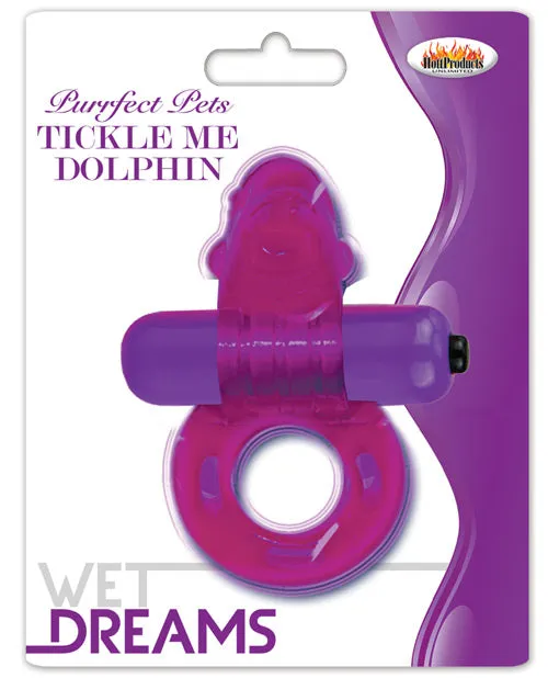 Female Sex Toys Wet Dreams Purrfect Pets Tickle Me Dolphin Silicone Stimulator with Vibrating Bullet Purple