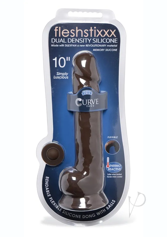 Flesh Stixxx Dildos Fleshstixxx Dual Density Silicone Bendable Dong with Balls 10in Chocolate Flesh Stixxx Dildos Fleshstixxx Dual Density Silicone Bendable Dong with Balls 10in Chocolate