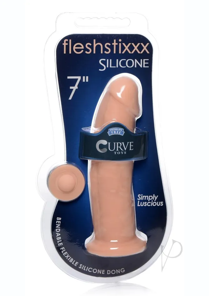 Flesh Stixxx Dildos Fleshstixxx Silicone Bendable Dong 7in Vanilla