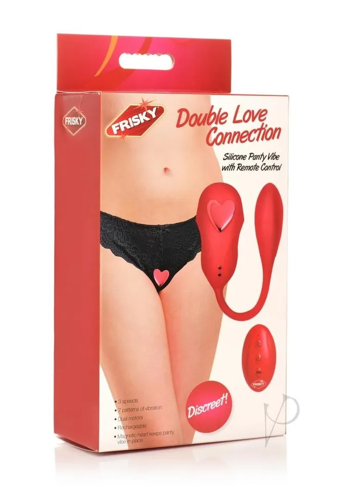 Frisky Female Sex Toys Frisky Double Love Connection Rechargeable Silicone Panty Vibe with Remote Control Red Frisky Female Sex Toys Frisky Double Love Connection Rechargeable Silicone Panty Vibe with Remote Control Red