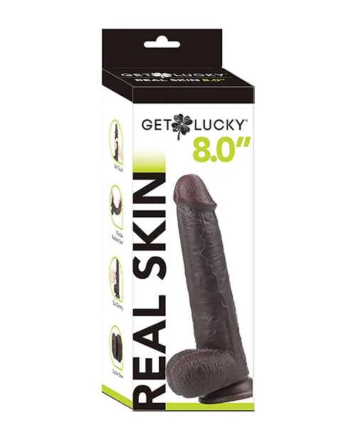 Get Lucky 80 Real Skin Series Dark Brown Get Lucky Dildos