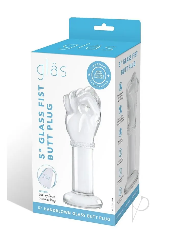 Glas Fist Glass Butt Plug 5in Clear Glas Anal