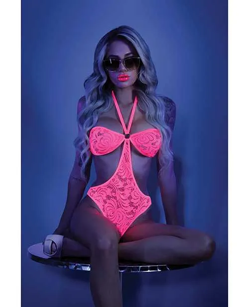 Glow By Fantasy Lingerie Dildos Glow Black Light Halter Bodysuit wOpen Sides Neon Pink ML Glow By Fantasy Lingerie Dildos Glow Black Light Halter Bodysuit wOpen Sides Neon Pink ML