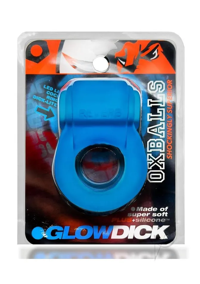 Glowdick Silicone Cockring with LED Blue Ice Oxballs Vibrators