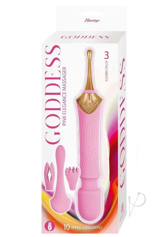Goddess Pink Elegance Rechargeable Silicone Duel End Vibrator Pink Goddess Vibrators