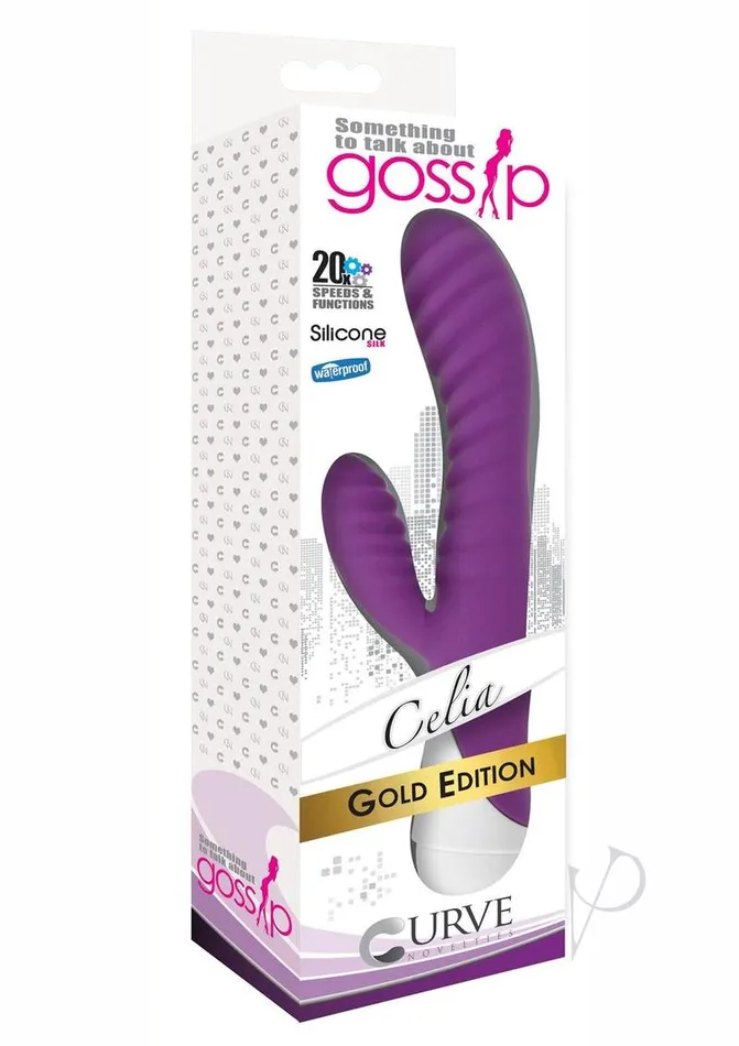 Gossip Celia 20x Ribbed Silicone Rabbit Vibrator Purple Gossip Vibrators