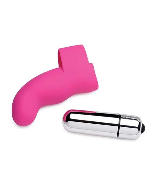 Gossip GThrill Silicone Finger Vibrator with Full Size Bullet Pink Gossip Female Sex Toys
