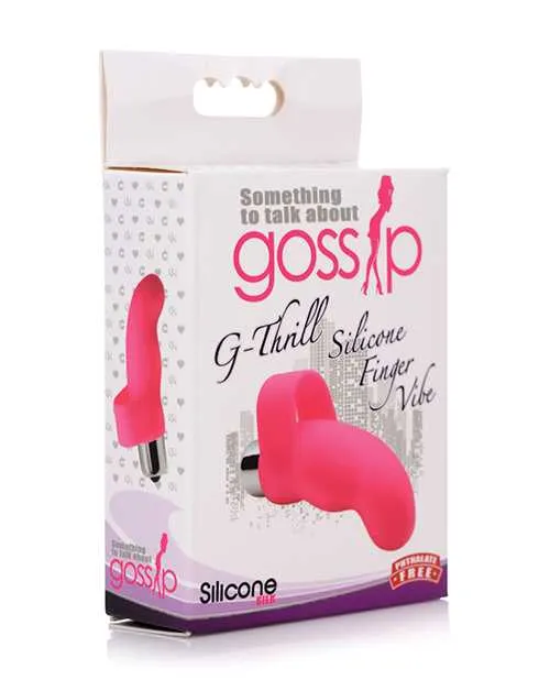 Gossip GThrill Silicone Finger Vibrator with Full Size Bullet Pink Gossip Female Sex Toys