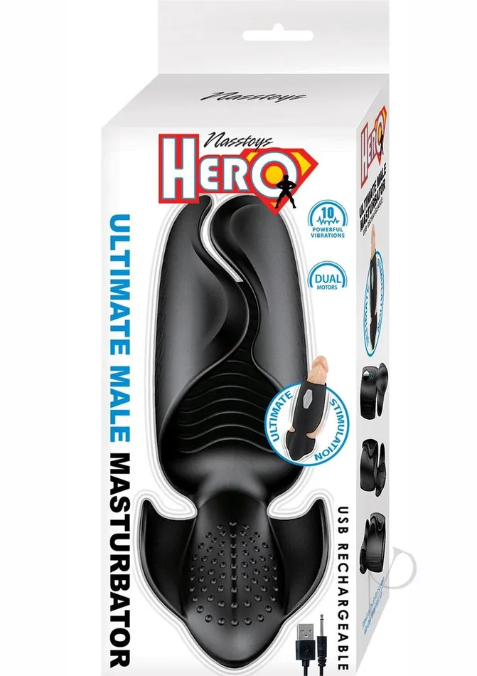 Hero Hero Ultimate Rechargeable Silicone Masturbator Black Male Sex Toys