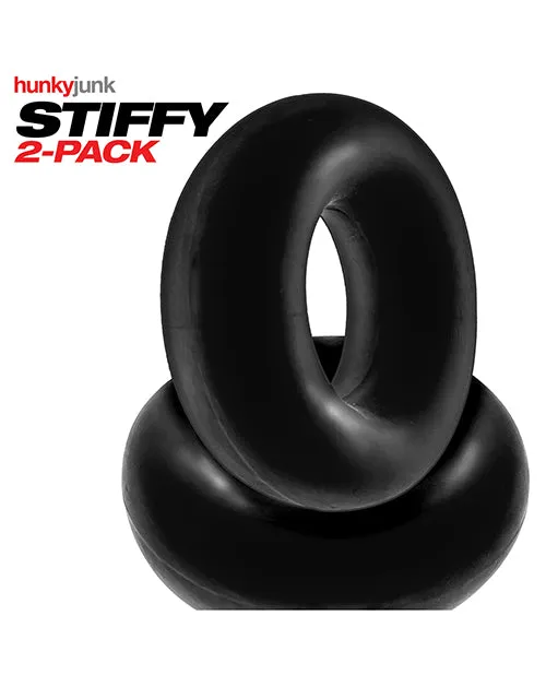 Hunkyjunk Stiffy Bulge Silicone Cock Rings 2 pack Tar Ice Hunkyjunk Male Sex Toys