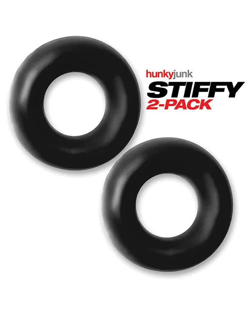 Hunkyjunk Stiffy Bulge Silicone Cock Rings 2 pack Tar Ice Hunkyjunk Male Sex Toys