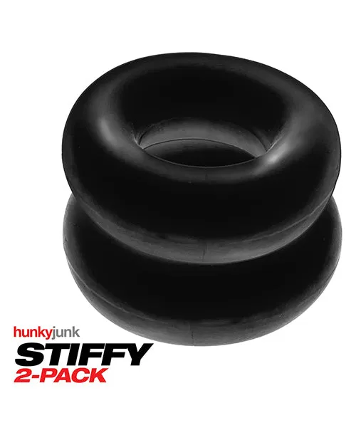 Hunkyjunk Stiffy Bulge Silicone Cock Rings 2 pack Tar Ice Hunkyjunk Male Sex Toys