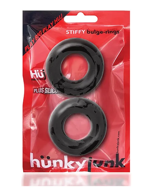 Hunkyjunk Stiffy Bulge Silicone Cock Rings 2 pack Tar Ice Hunkyjunk Male Sex Toys