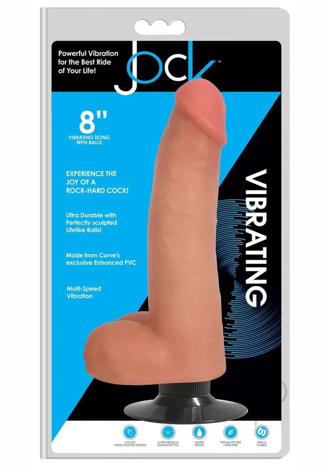 Jock Female Sex Toys JOCK Vibrating Dildo with Balls 8in Vanilla