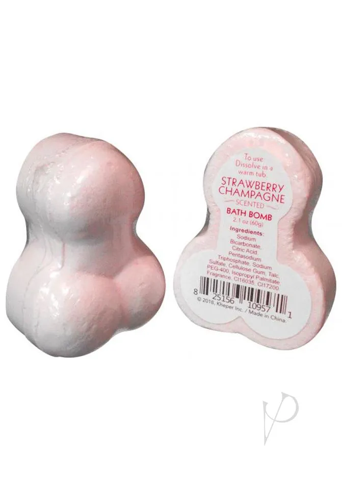 Kheper Games Vibrators Naughty Bath Bomb Strawberry Champagne Scented Pink 21oz
