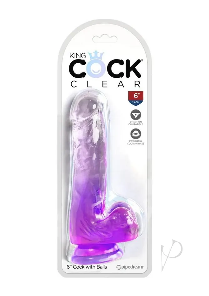 King Cock Dildos King Cock Clear Dildo with Balls 6in Purple