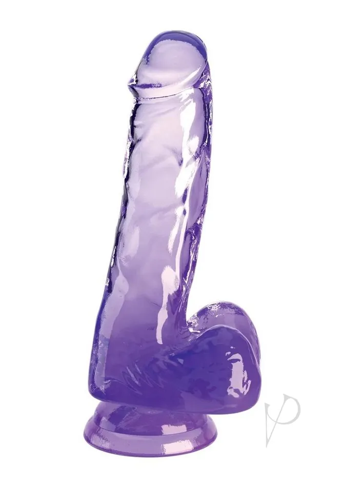 King Cock Dildos King Cock Clear Dildo with Balls 6in Purple