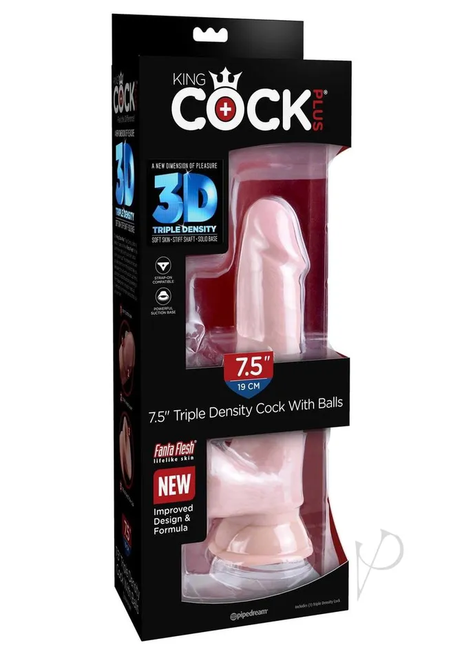 King Cock Dildos King Cock Plus Triple Density Dildo with Balls 75in Vanilla King Cock Dildos King Cock Plus Triple Density Dildo with Balls 75in Vanilla