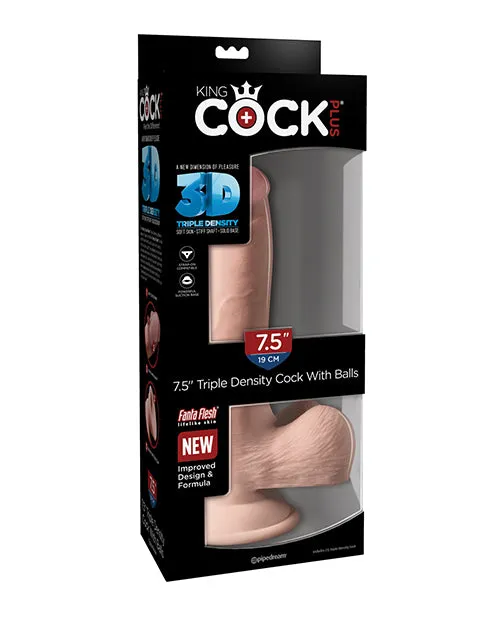 King Cock Dildos King Cock Plus Triple Density Dildo with Balls 75in Vanilla