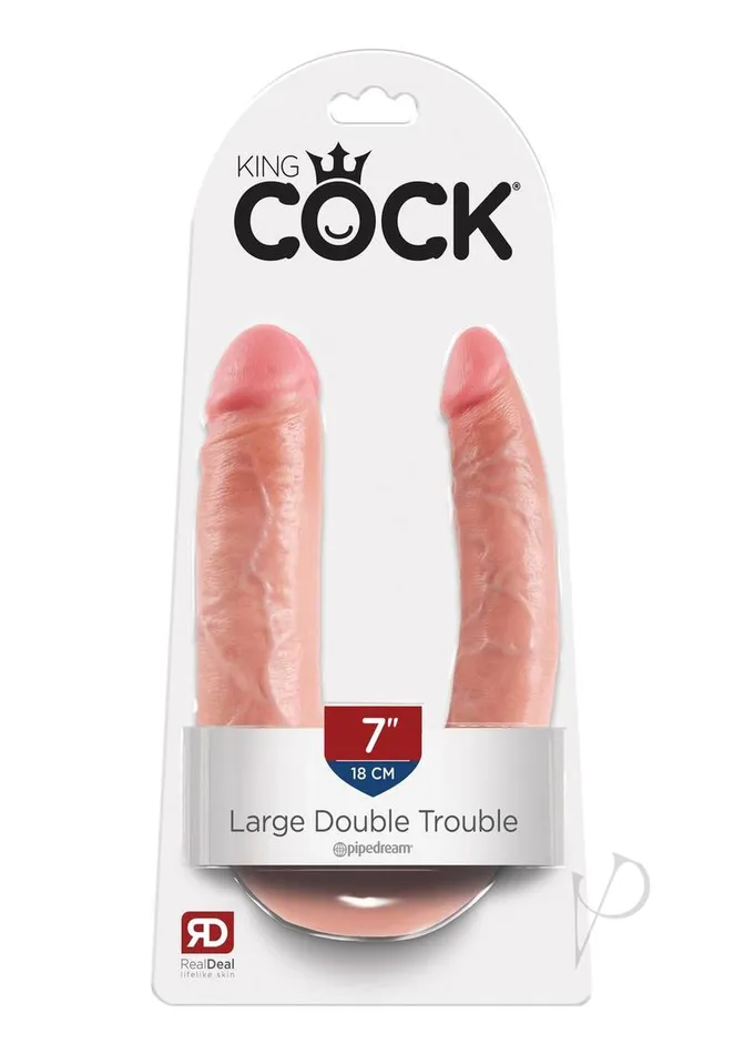 King Cock Dildos King Cock UShaped Large Double Trouble Dildo Vanilla