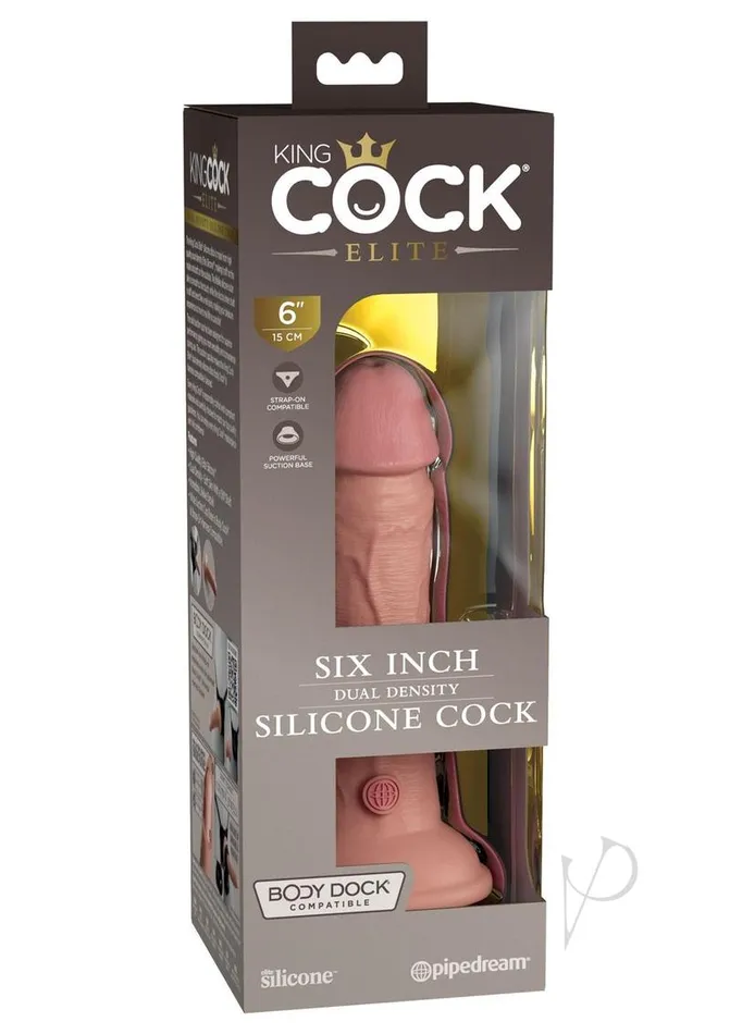 King Cock Elite Dual Density Silicone Dildo 6in Vanilla King Cock Dildos