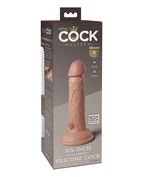 King Cock Elite Dual Density Silicone Dildo 6in Vanilla King Cock Dildos