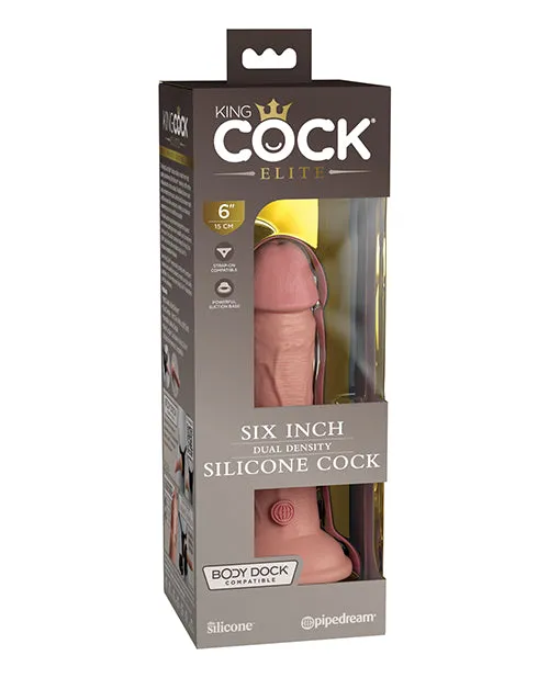 King Cock Elite Dual Density Silicone Dildo 6in Vanilla King Cock Dildos