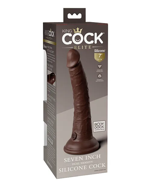 King Cock Elite Dual Density Silicone Dildo 7in Chocolate King Cock Female Sex Toys