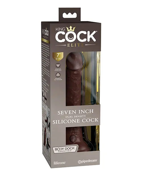 King Cock Elite Dual Density Silicone Dildo 7in Chocolate King Cock Female Sex Toys
