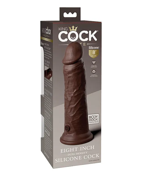 King Cock Elite Dual Density Silicone Dildo 8in Chocolate King Cock Female Sex Toys