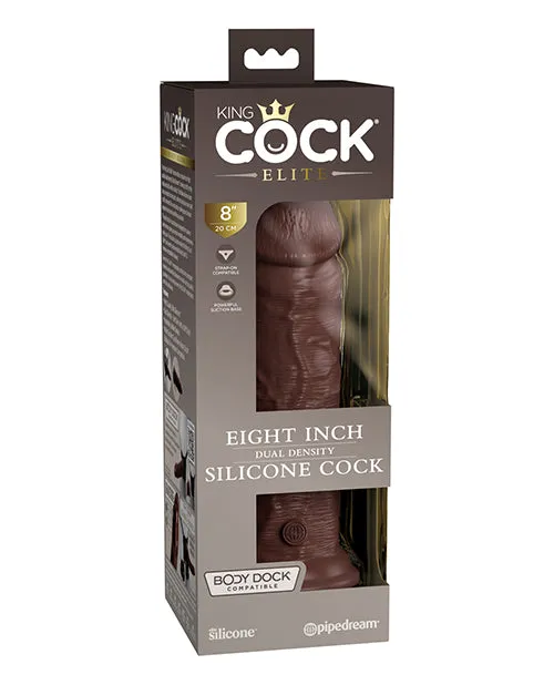 King Cock Elite Dual Density Silicone Dildo 8in Chocolate King Cock Female Sex Toys